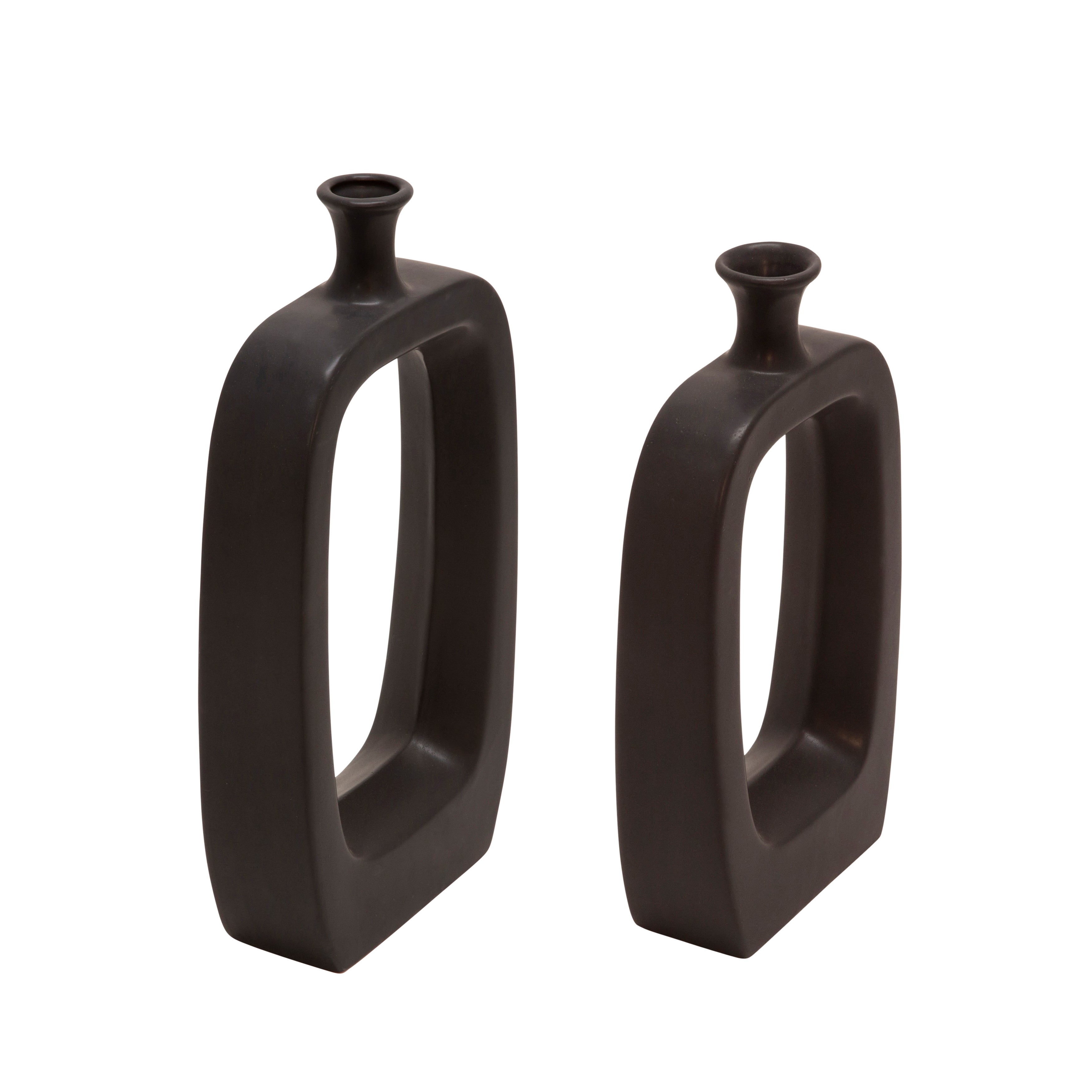 14" Vase W/Cutout, Black