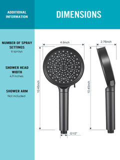 Cobbe Filtered Shower Head with Handheld, High Pressure 6 Spray Mode Showerhead with Filters, Water Softener Filters Beads for Hard Water - Remove Chlorine - Reduces Dry Itchy Skin, Matte Black