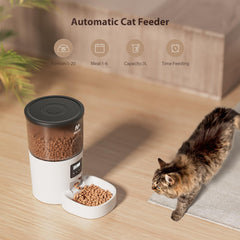 IMIPAW Automatic Cat Feeders, 3L Timed Cat Dry Food Dispenser, Dual Power Supply, Programmable Portion Size, 1-6 Meals Per Day, Auto Pet Feeder for Cats and Small Dogs