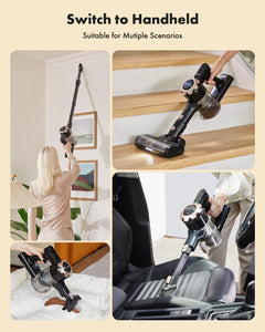 Trucozie Cordless Vacuum Cleaner, 8-in-1 Lightweight Stick Vacuum with 45mins Runtime, Powerful Suction, Rechargeable Cordless Vacuum for Carpet, Tile, Pet Hair, Hardwood Floors, Black