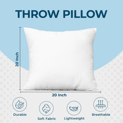 Utopia Bedding Throw Pillows (Set of 4, White), 20 x 20 Inches Pillows for Sofa, Bed and Couch Decorative Stuffer Pillows