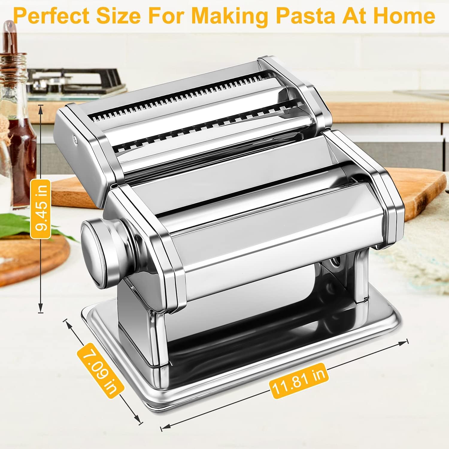 Shell Pasta Maker Sailnovo Pasta Maker Machine, 180 Roller Pasta Maker, 9 Adjustable Thi ...