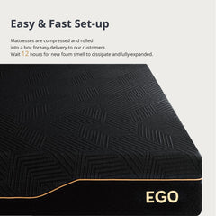 EGOHOME 14 Inch King Size Memory Foam Mattress for Back Pain, Cooling Gel Mattress Bed in a Box, Made in USA, CertiPUR-US Certified, Therapeutic Medium Mattress, 76x80x14 Black