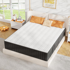 pengucool 10 Inch Mattress Full Size, Memory Foam Mattress in a Box, Cooling Charcoal Medium Firm Mattresses for Back Pain Relief, CertiPUR-US, Fiberglass Free & Support Comfort