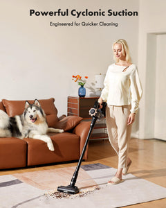 Trucozie Cordless Vacuum Cleaner, 8-in-1 Lightweight Stick Vacuum with 45mins Runtime, Powerful Suction, Rechargeable Cordless Vacuum for Carpet, Tile, Pet Hair, Hardwood Floors, Black