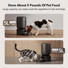 PETLIBRO Automatic Cat Feeder, 5G WiFi Automatic Dog Feeder with Freshness Preservation, 5L Timed Cat Feeder with Low Food Sensor, Up to 10 Meals Per Day, Granary Pet Feeder for Cats, Black