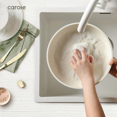 CAROTE Pots and Pans Set Non Stick, Cookware Sets Nonstick, 11pcs Kitchen Set, Oven Safe, Induction Ready, Stackable Non-stick Set with Removable Handle, RV Set with Detachable Handle, Cream White