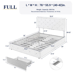 Allewie Upholstered Full Size Platform Bed Frame with 4 Storage Drawers and Headboard, Diamond Stitched Button Tufted, Mattress Foundation with Wooden Slats Support, No Box Spring Needed, Beige