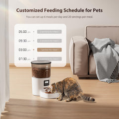 IMIPAW Automatic Cat Feeders, 3L Timed Cat Dry Food Dispenser, Dual Power Supply, Programmable Portion Size, 1-6 Meals Per Day, Auto Pet Feeder for Cats and Small Dogs