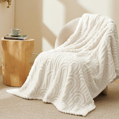 Bedsure White Throw Blanket for Couch - Super Soft Cozy Fleece Blankets for Women, Cute Small Blanket for Girls, Cream Blanket, 50x60 Inches