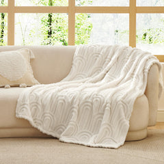 Bedsure White Throw Blanket for Couch - Super Soft Cozy Fleece Blankets for Women, Cute Small Blanket for Girls, Cream Blanket, 50x60 Inches