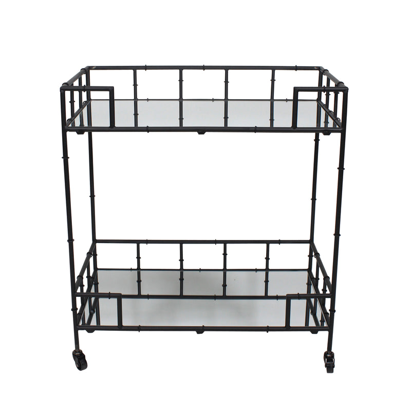 Mirrored Bar Cart, Metal And Mirror, Black