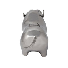 Silver Ceramic Bull, Head Up 8"