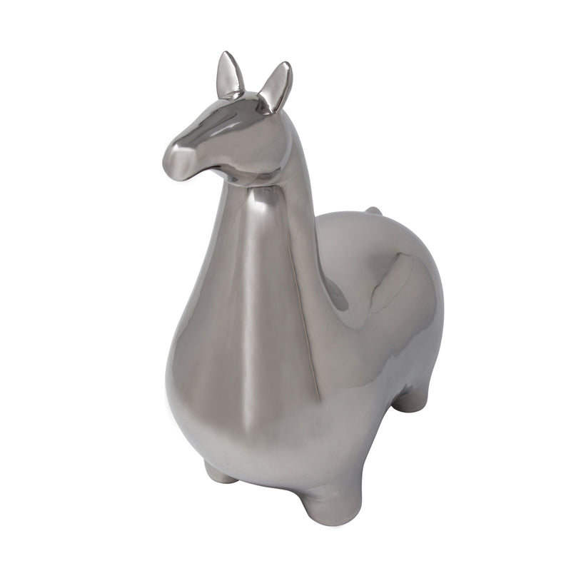 Silver Ceramic Llama, 14.5