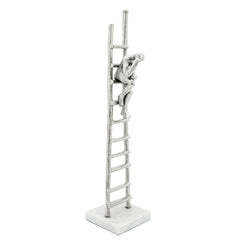 Silver Ladder Sculpture, Person Sitting