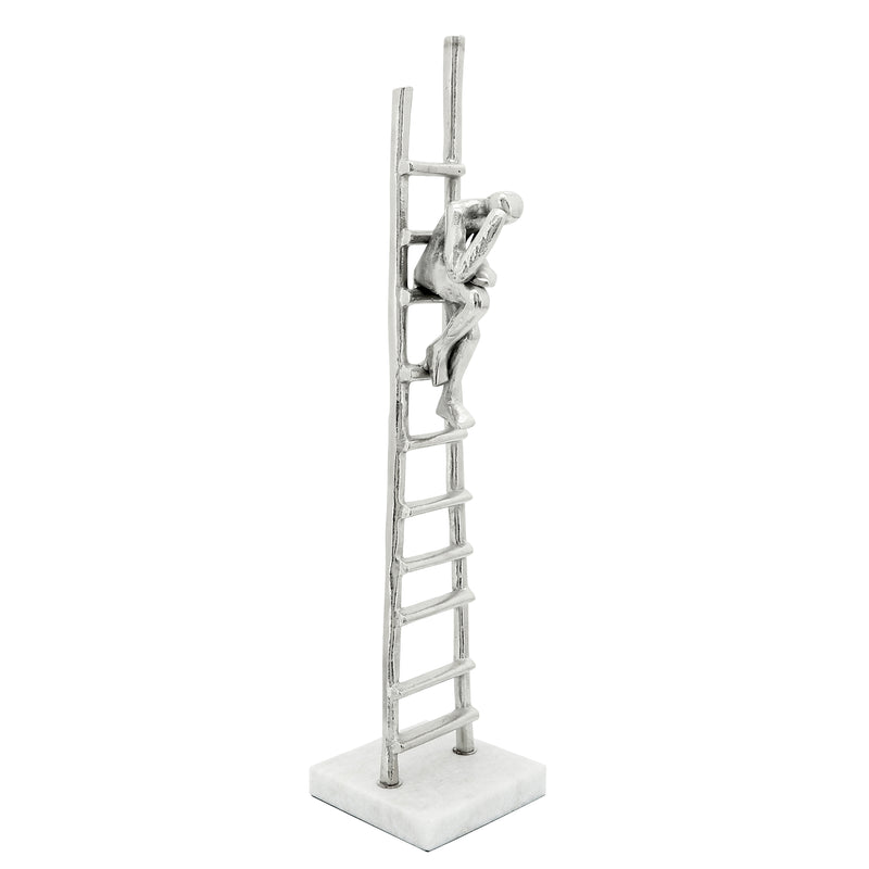 Silver Ladder Sculpture, Person Sitting