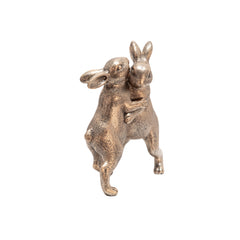 Polyresin 7" Bunnies Dancing, Copper