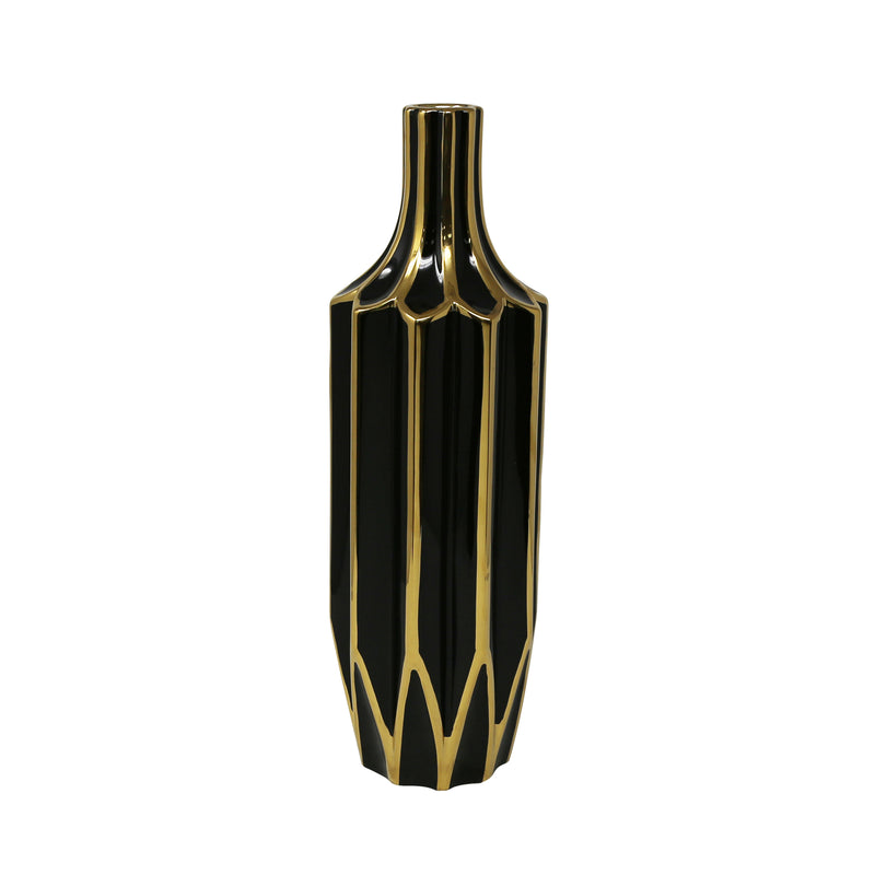 Black/Gold Bottle Vase 15.75