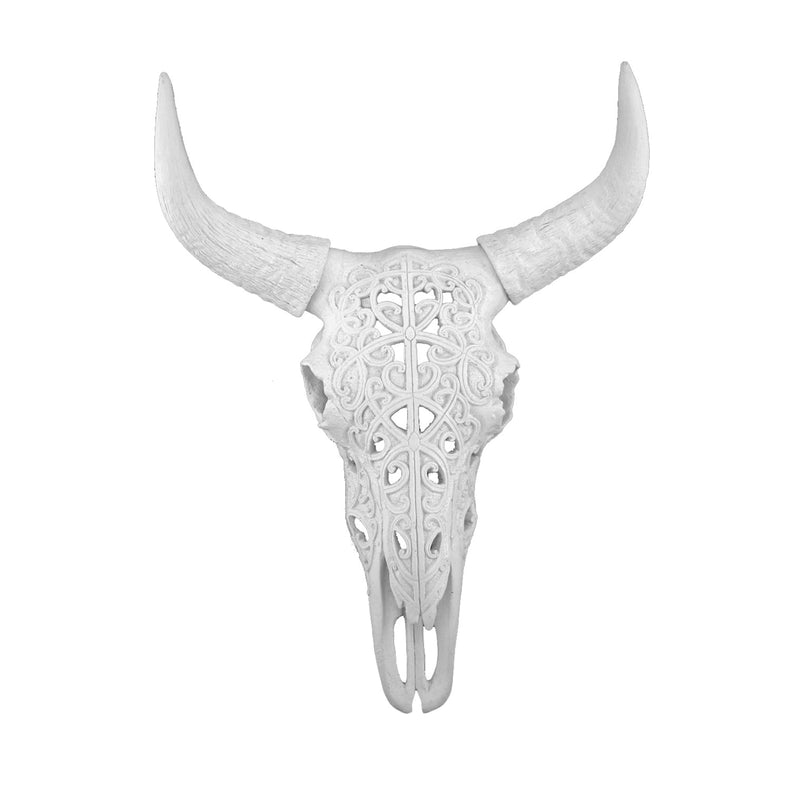 Carved White Bull Skull 17.75