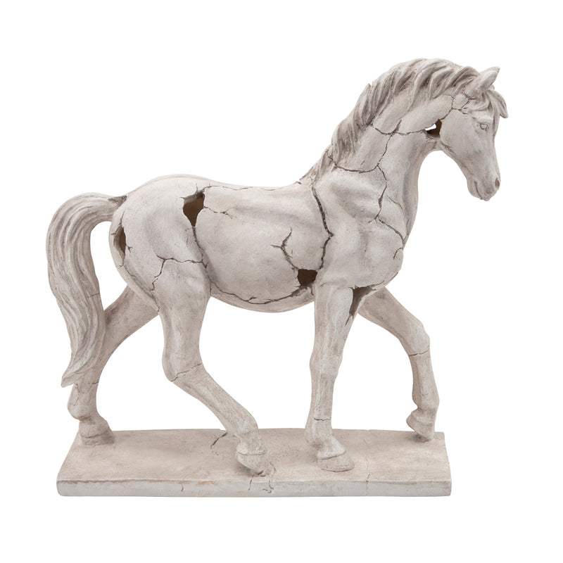 Cracked Horse Sculpture, White