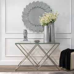 Silver/Glass Diamond Console Table, Kd