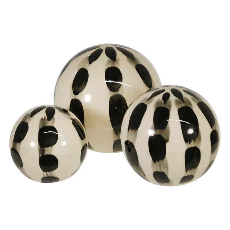 S/3 Ceramic Painted Orbs 3/4/5