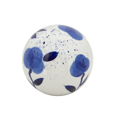 S/3 Flower Painted Orbs, 3/4/5" Blue