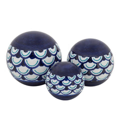 S/3 Painted Orbs, 3/4/5" Blue