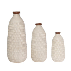 Ceramic 16" Dimpled Vase, Ivory