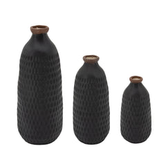 9" Dimpled Vase, Black