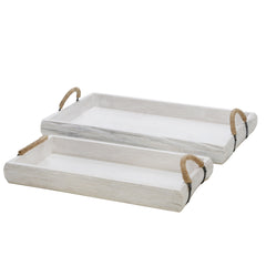 S/2 Wood Trays, White Wash