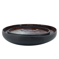 S/2 Organic Bowls 12/15", Black/Blue