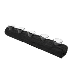 Wood 23.25" Log 5 Cup Tea Light Holder, Black