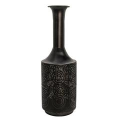 Metal 24" Textured Vase, Black