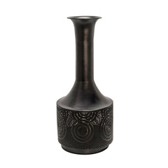 Metal 19" Textured Vase, Black