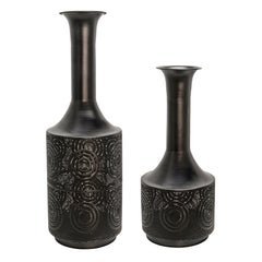 Metal 19" Textured Vase, Black