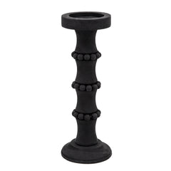 Wood, 15" Antique Style Candle Holder, Black