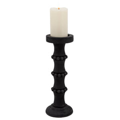 Wood, 15" Antique Style Candle Holder, Black