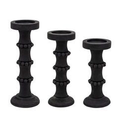 Wood, 11" Antique Style Candle Holder, Black