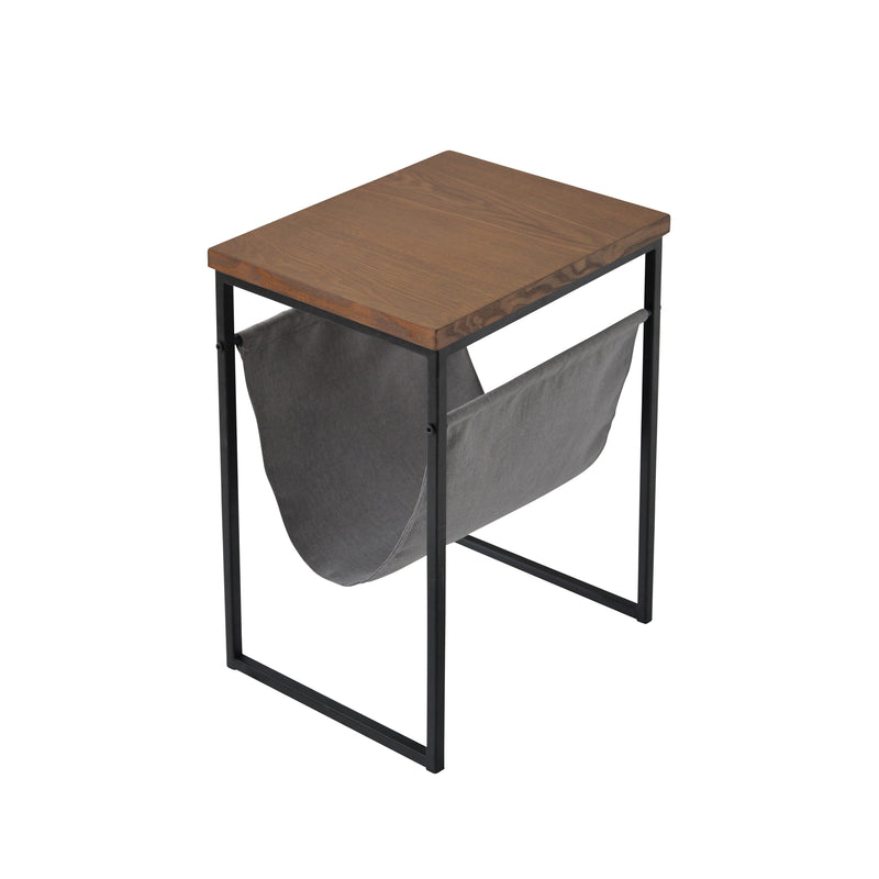 Metal & Wood Accent Table W/Magazine Rack,Black