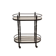 Metal 28" 2 Tier Oval Bar Cart, Black