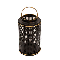 Metal 12" Grid Candle Holder, Black