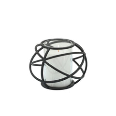 S/2 6" Orb Candle Holder , Black