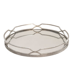 S/2 Metal 18/16" Round Trays, Silver Leaf