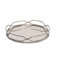 S/2 Metal 18/16" Round Trays, Silver Leaf