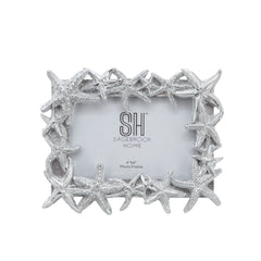 Polyresin 4X6" Starfish Photo Frame, Silver