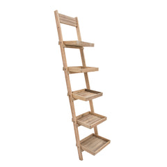 Wood/Metal 77" Ladder Shelf, Brown