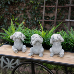 S/3 Polyresin No Hear/Speak/See Bunnies, Gray