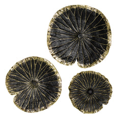 Polyresin 10" Lotus Wall Decor, Black/Gold