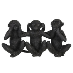 Polyresin 6"H No See/Hear/Speak Monkey Trio, Black